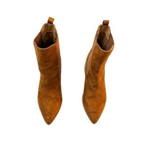 Express Faux Suede Brown/Tan Pointy Toe Booty Size 7 MINT